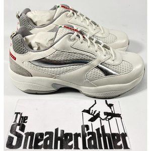 Prada White Silver Low-Top Sneakers